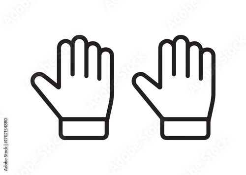 Gardener gloves line art vector