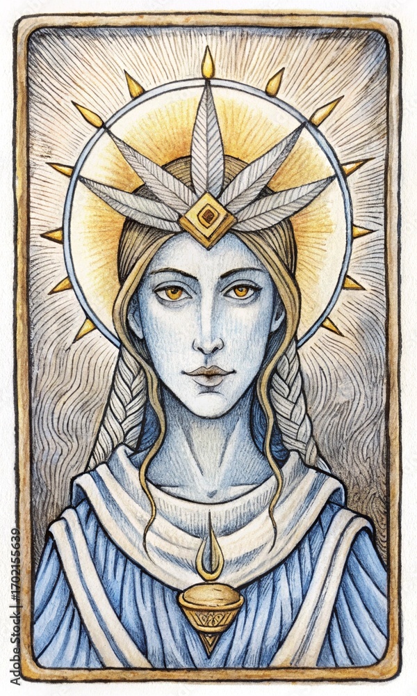 Obraz premium hand-drawn tarot card temperance illustration