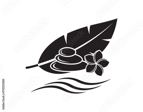 Spa treatment represented as a black icon. Related to cosmetology and dermatology. Therapy using organic plant-based methods. Beauty salon experience