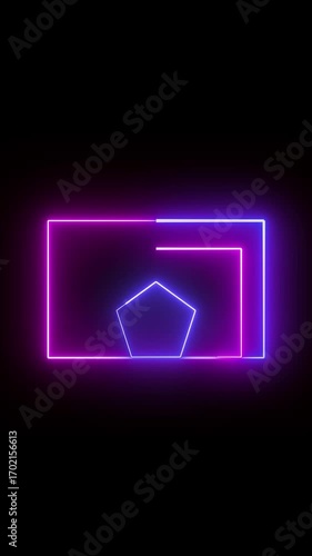 Wallpaper Mural Futuristic neon pentagon animation vibrant colors loop vertical video.Glowing neon pentagonal shape electronic dance music visualizer vertical video. Torontodigital.ca