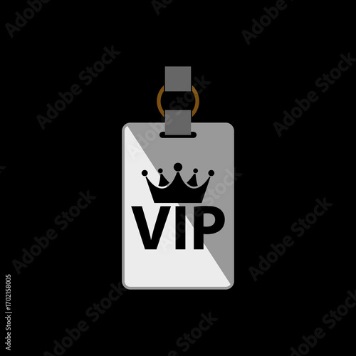 VIP premium pass card icon isolated on black background