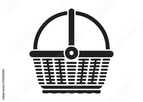 Wicker Picnic basket line art vector