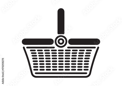 Wicker Picnic basket line art vector