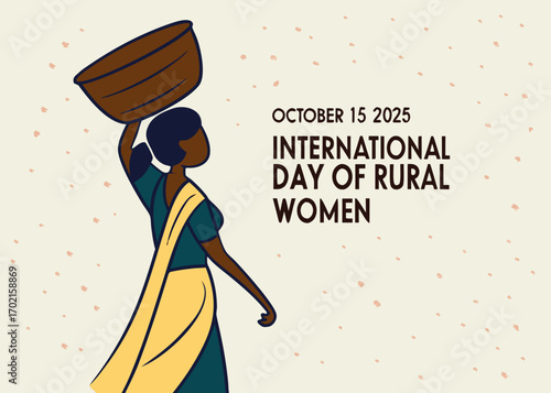 International Day of Rural Women October 15 2025 graphic of woman carrying basket women's day