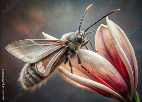 Bogong Moth on Blossom Close-up