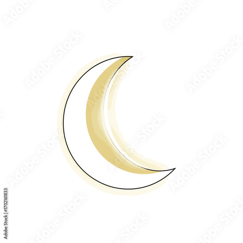 A light yellow crescent moon graphic design.