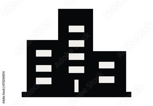 Modern Black and White Cityscape Icon for Urban Design Projects