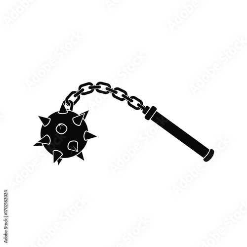 Medieval spiked flail weapon symbol medieval warfare historical combat battle arms fantasy illustration vector
