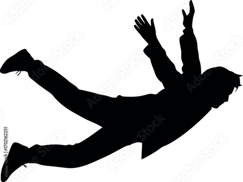 Silhouette man falling downward concept business failure risk fear of falling down vector