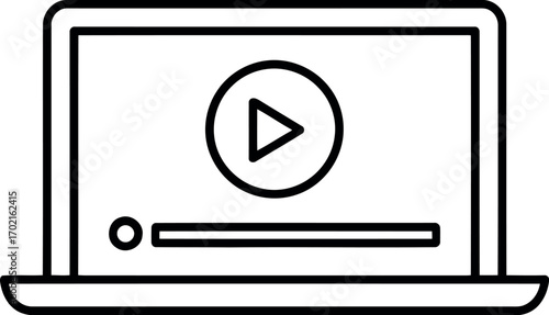 Laptop video player icon play button online streaming media concept vector