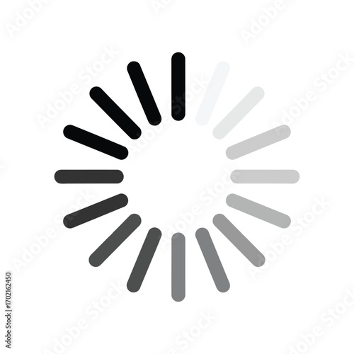 Circular loading indicator icon with spinning bars for digital progress and waiting interfaces vector