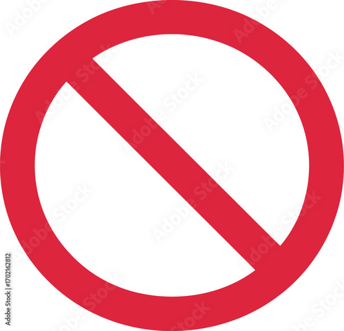 Red prohibition sign circle with diagonal line on symbolic warning alert danger restricted no entry stop vector