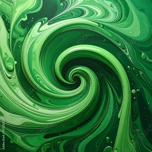 Abstract swirling green paint