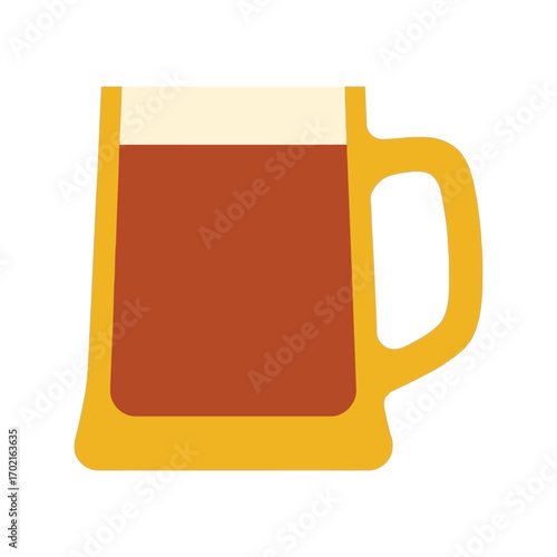 Flat icon beer mug refreshing beverage drink amber ale foam top beverage drinkware vector