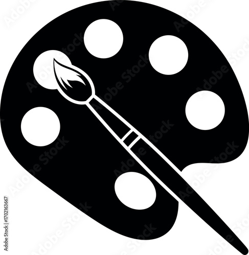 Artist palette and brush icon simple graphic design for creative projects and art supplies vector