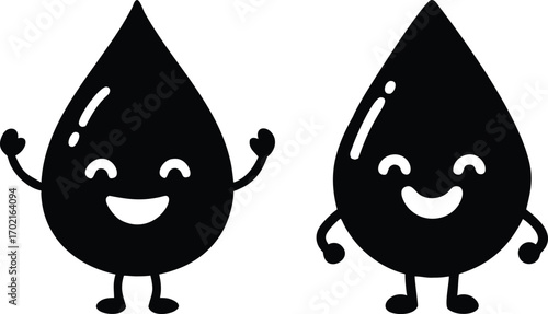 Cute Water Drop Cartoon Character Vector