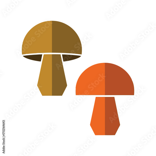 Autumn forest mushrooms flat design illustration simple woodland fungi vector