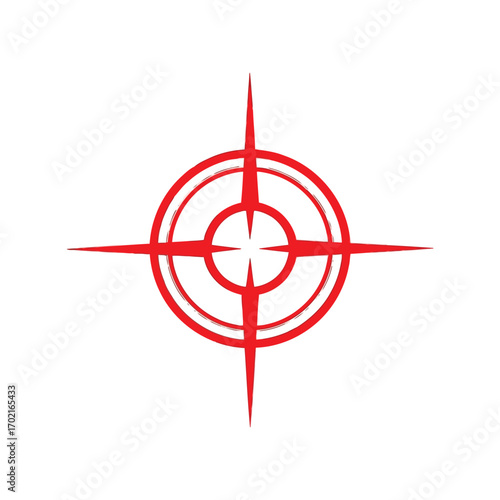Red sniper scope reticle target aim crosshairs precision focus symbol vector vector