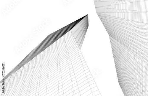 Architecture building 3d. Concept drawing