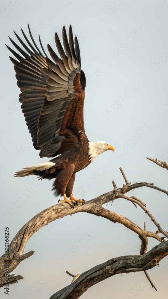 Obraz premium Majestic eagle perched on branch