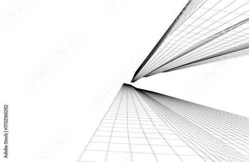 Architecture building 3d. Concept drawing