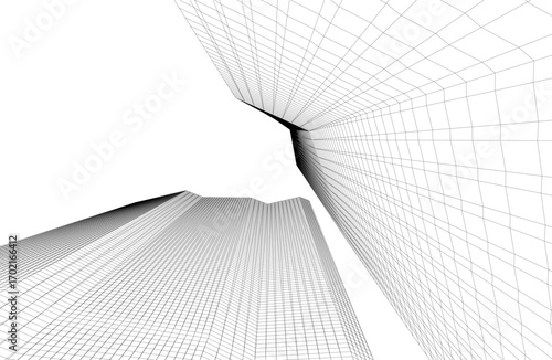 Architecture building 3d. Concept drawing