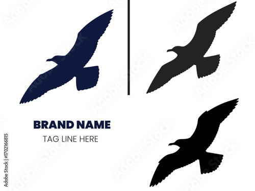 Set of seagull silhouette vector illustration