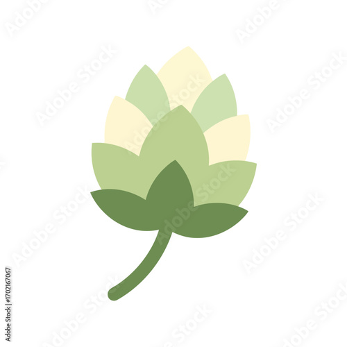 Stylized vector illustration of a green hop cone on a vector