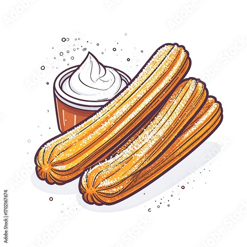 Sweet churros with cream