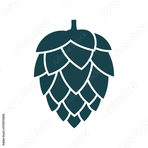 Green hop cone icon minimalist botanical ingredient symbol craft beer brewing element vector