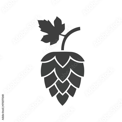 Craft beer ingredient hop plant silhouette icon for brewing and agriculture vector