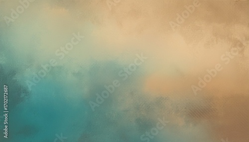 abstract vintage textured background gradient transitioning from beige and tan to teal and aqua with grunge ombre pattern and distressed sea concrete texture