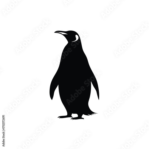 Elegant Emperor Penguin Silhouette Standing Proudly Against A White Background