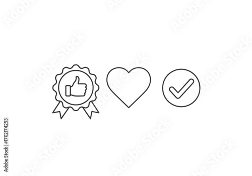 Set of Approval and Quality Thin Line Icons