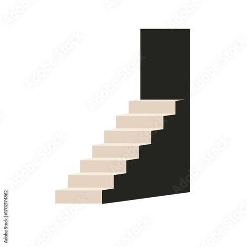 Stairs leading to a wall symbolizing hopelessness in minimalistic graphic design