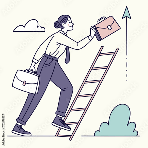 business man climbing up the ladder