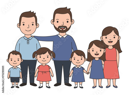Cartoon Family Portrait - Minimalist Vector
