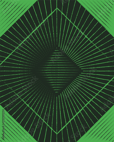 Aztec tribal pattern in moss and leaf green tones