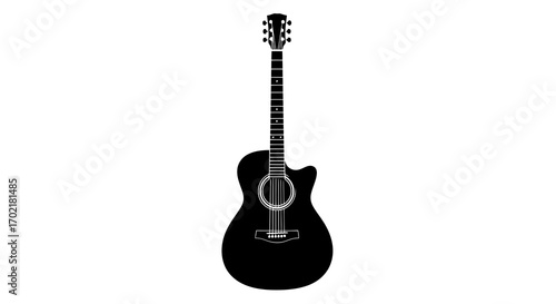 Acoustic guitar silhouette isolated on white background