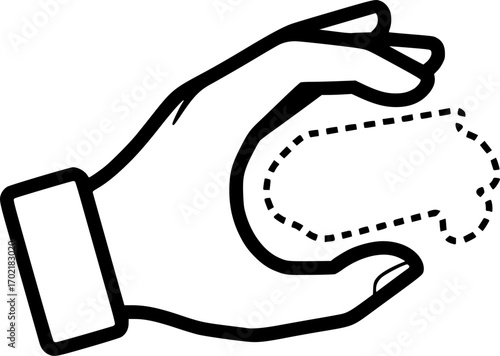 Hand holding invisible object outline icon vector
