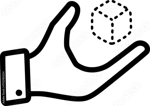 Hand holding invisible object outline icon vector
