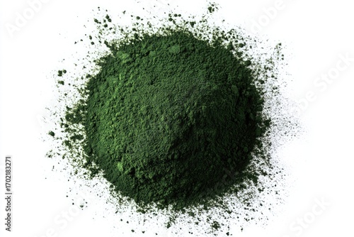Pile of dark green powder, scattered