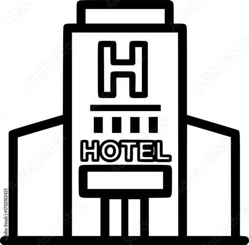 Hotel building with h sign outline icon vector
