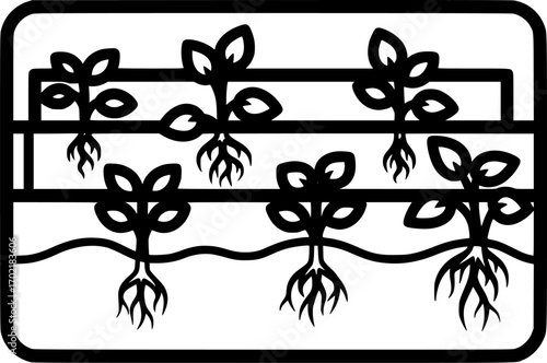 Hydroponic growing system outline icon vector

