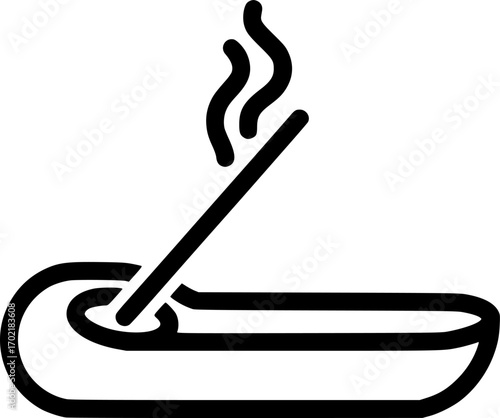 Incense holder with stick outline icon vector
