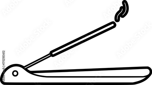 Incense holder with stick outline icon vector
