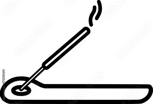 Incense holder with stick outline icon vector
