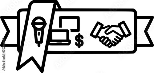 Virtual event sponsorship banner outline icon vector

