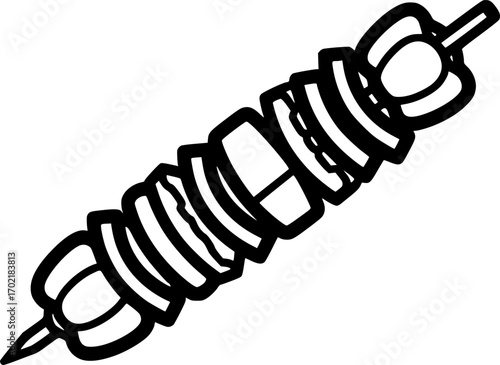 Kebab skewer outline icon vector
