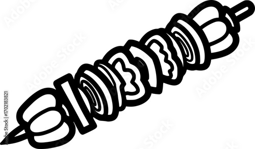 Kebab skewer outline icon vector
